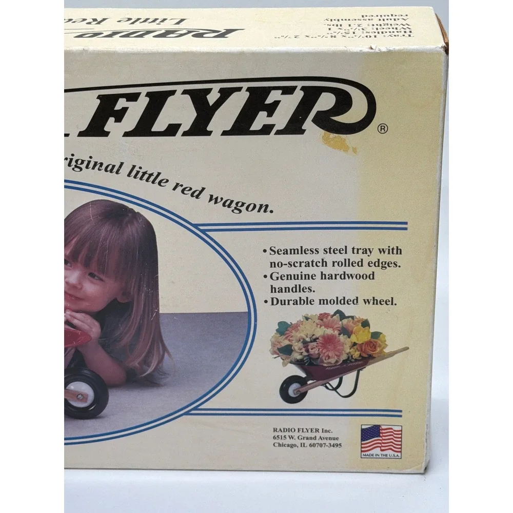Radio Flyer Little Red Wheelbarrow Model 4 Vintage Steel Toy Made in USA‎ NIB
